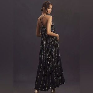 NWT Farm Rio Elegant Black Sequin Evening Gown